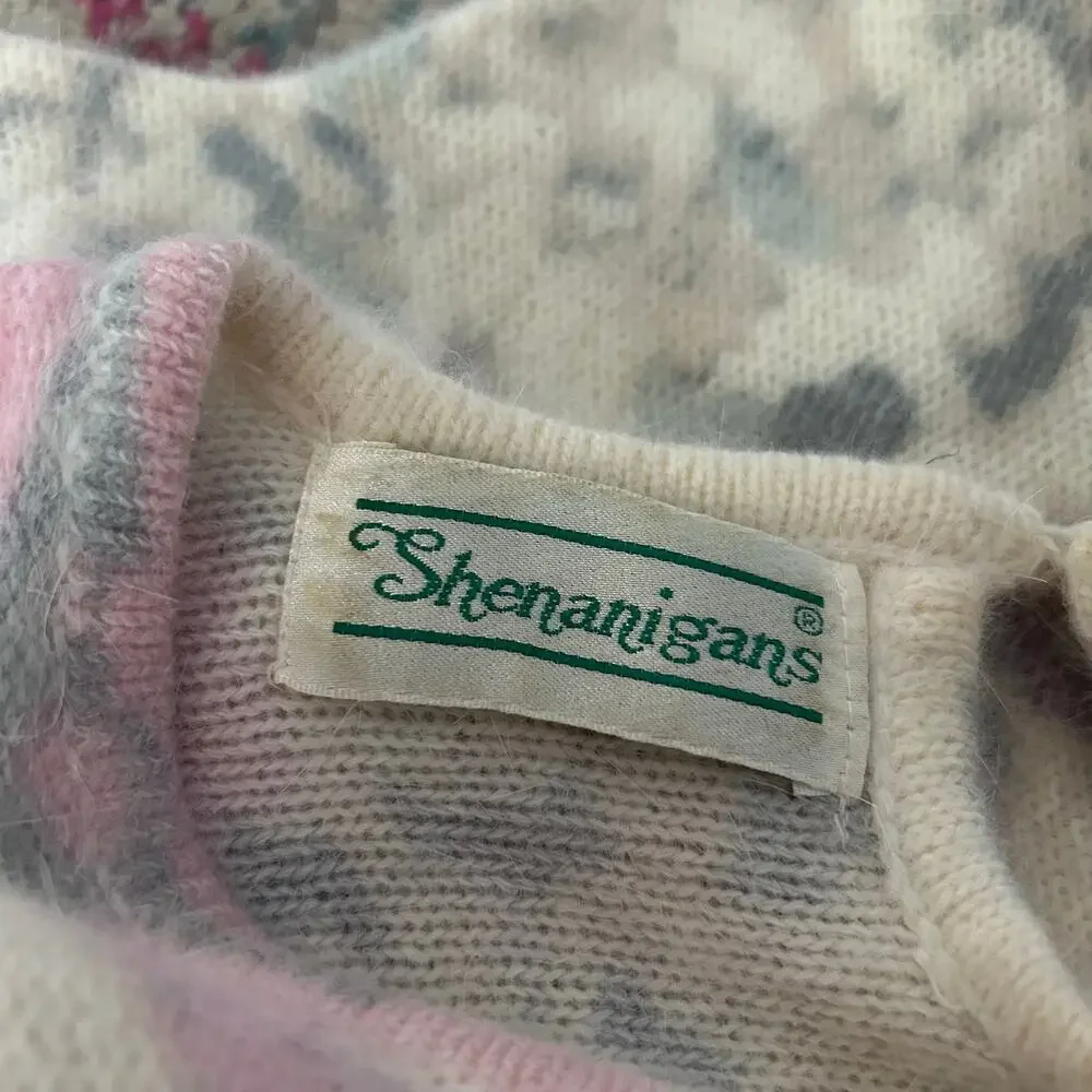 Vtg Angora Lambswool Pullover Sweater Womens Medium Coquette Romantic Cottage